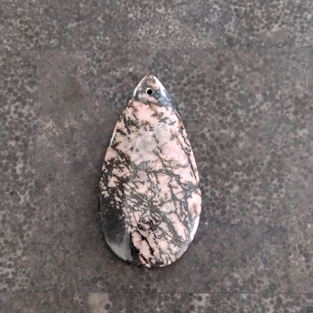 Black And Pink Khadonite Teardrop Pendant